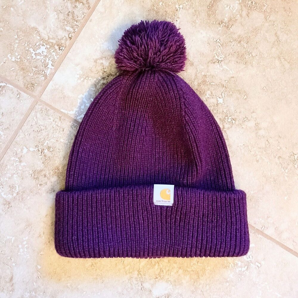 Carhartt Women's Knit Pom Beanie Hat - Purple - One Size - Style 106003